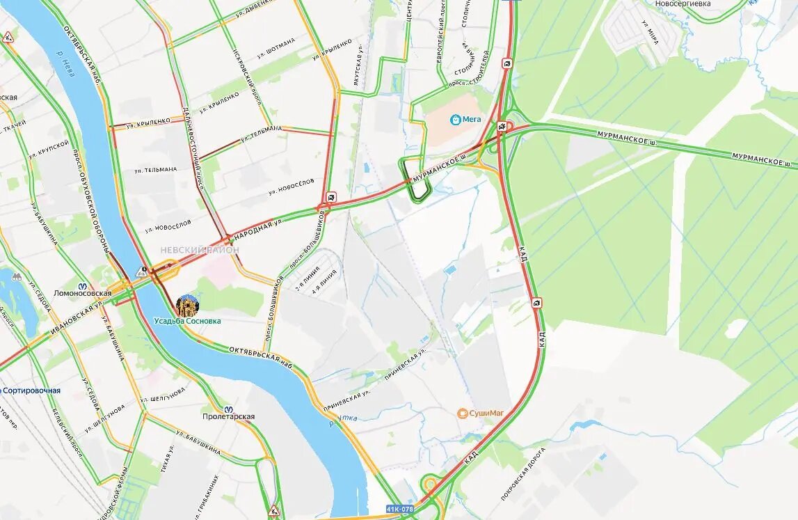    Фото: скрин Яндекс Пробки