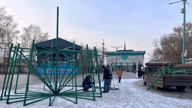     В Бийске начали собирать главную городскую елку. Администрация Бийска