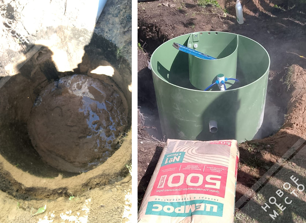 Монтаж аэрационного септика в бетонные кольца