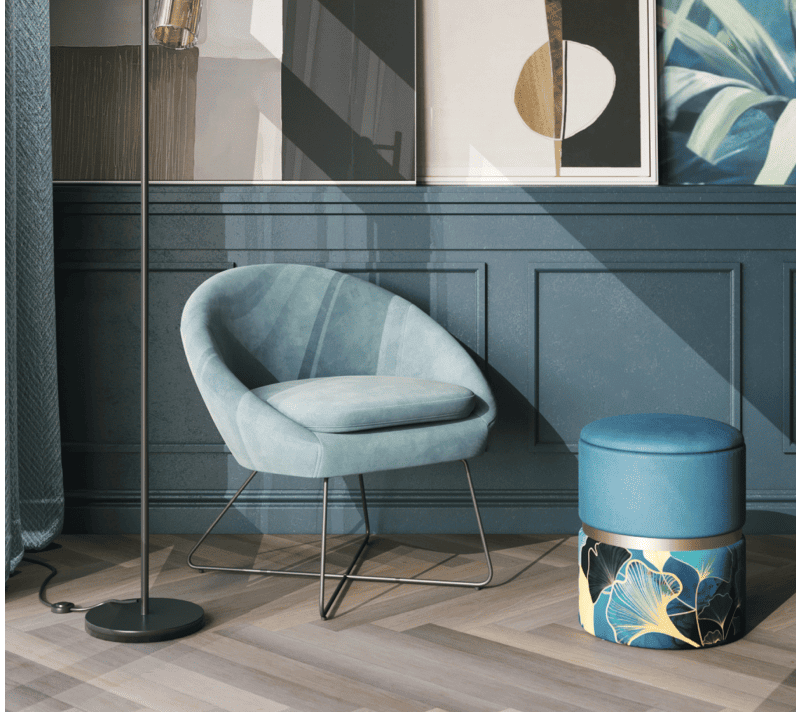 Пуф с ящиком Кэрри Gingko велюр синий
