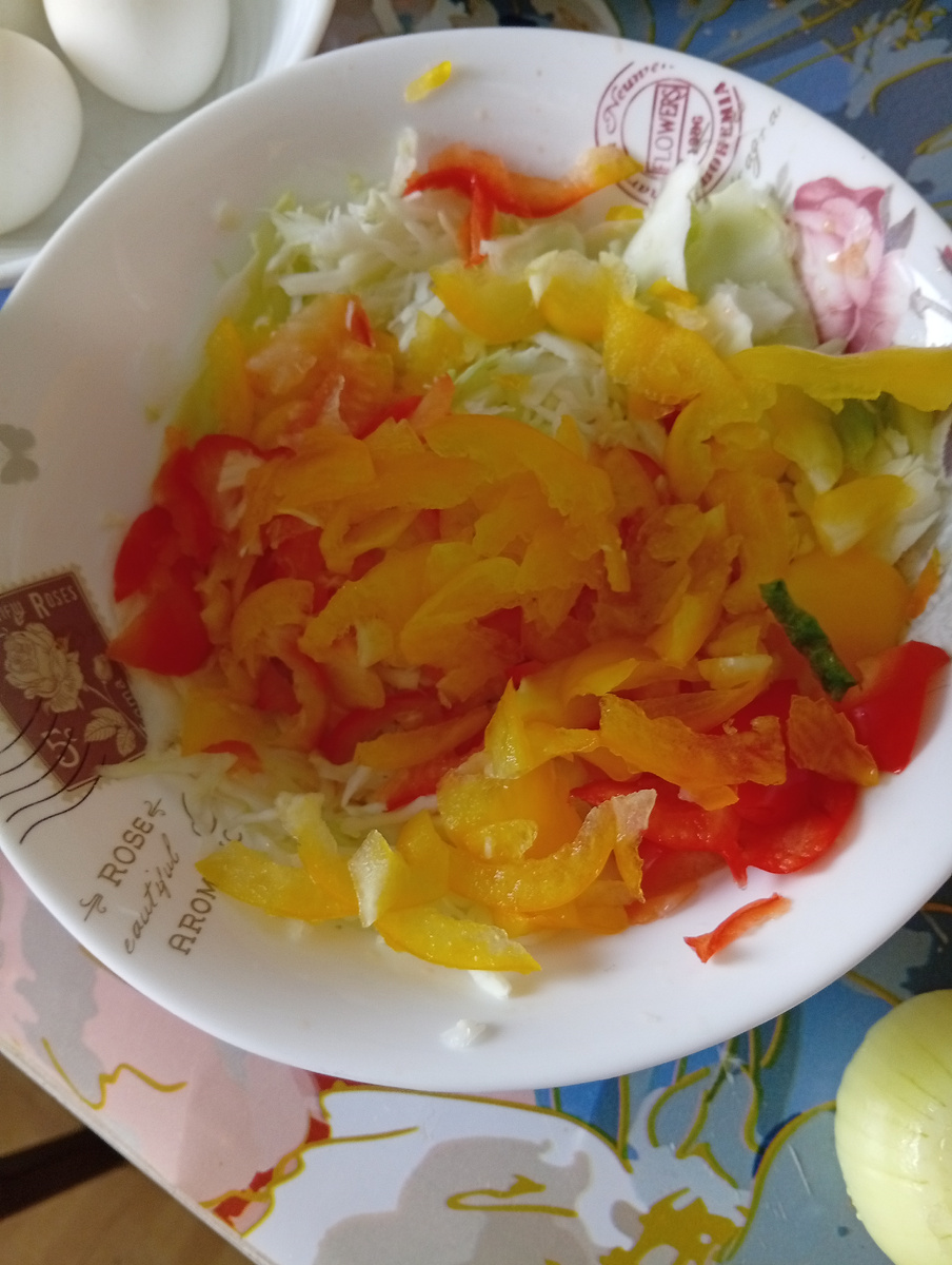 Фото автора статьи. Белокочанная капуста, перец, морковь 🥕, лук .