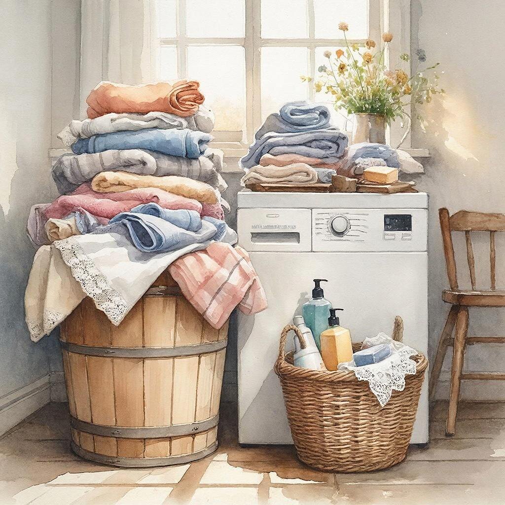 Стирка. Иллюстрация сгенерирована нейросетью