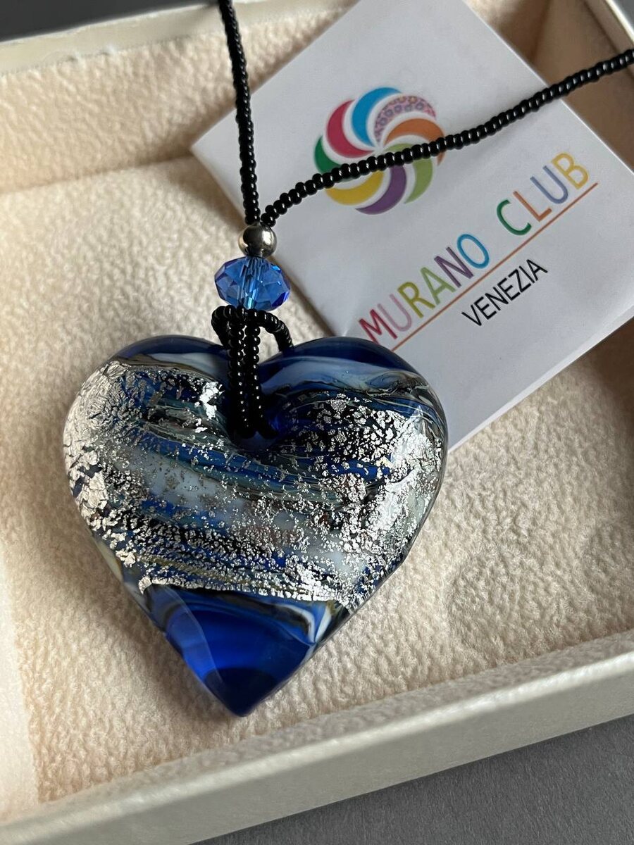 Подвеска Сердце Barocco на бисере из муранского стекла - Murano Club