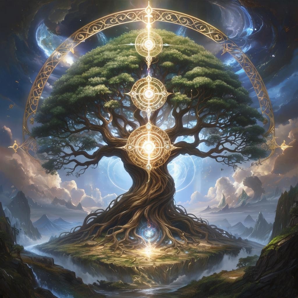 Древо Жизни. Иллюстрация сгенерирована нейросетью