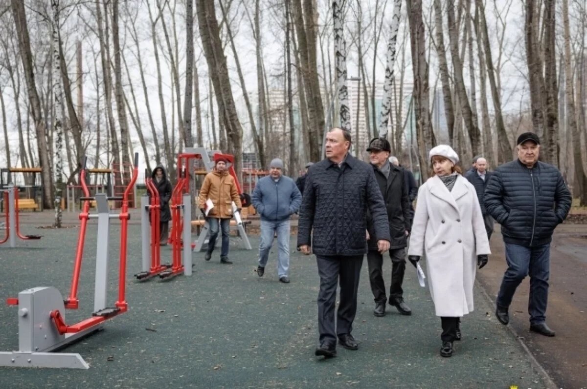    Алексей Орлов с комиссией оценили ход работ в парке 50-летия ВЛКСМ.