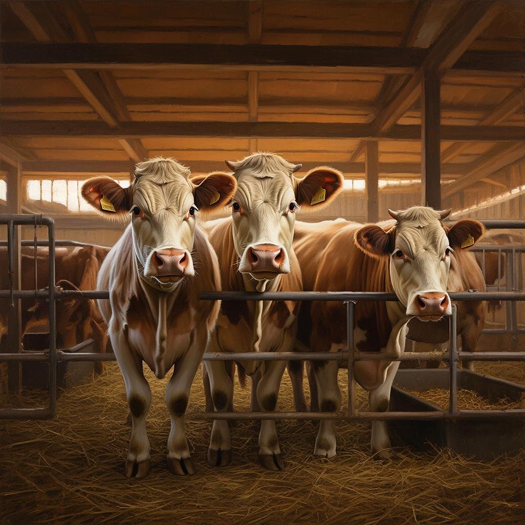 Коровы. Изображение сгенерировано сервисом GigaChat 