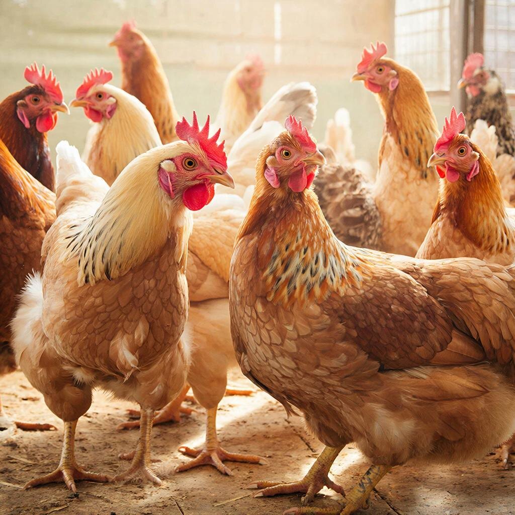 Куры. Изображение сгенерировано сервисом GigaChat 