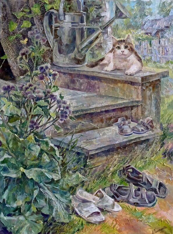 © Любовь Пономарёва. Крылечко. Холст, масло. 2016.