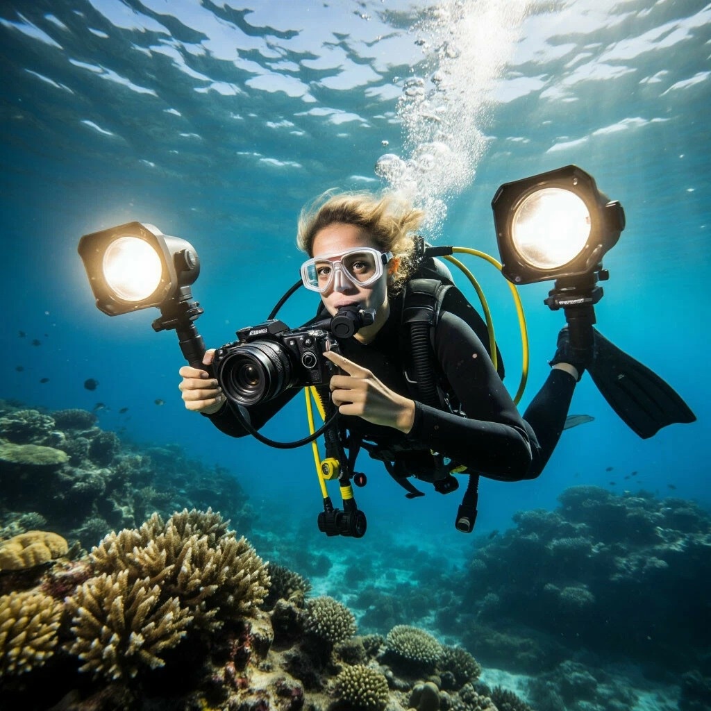 Подводный фотограф в действии