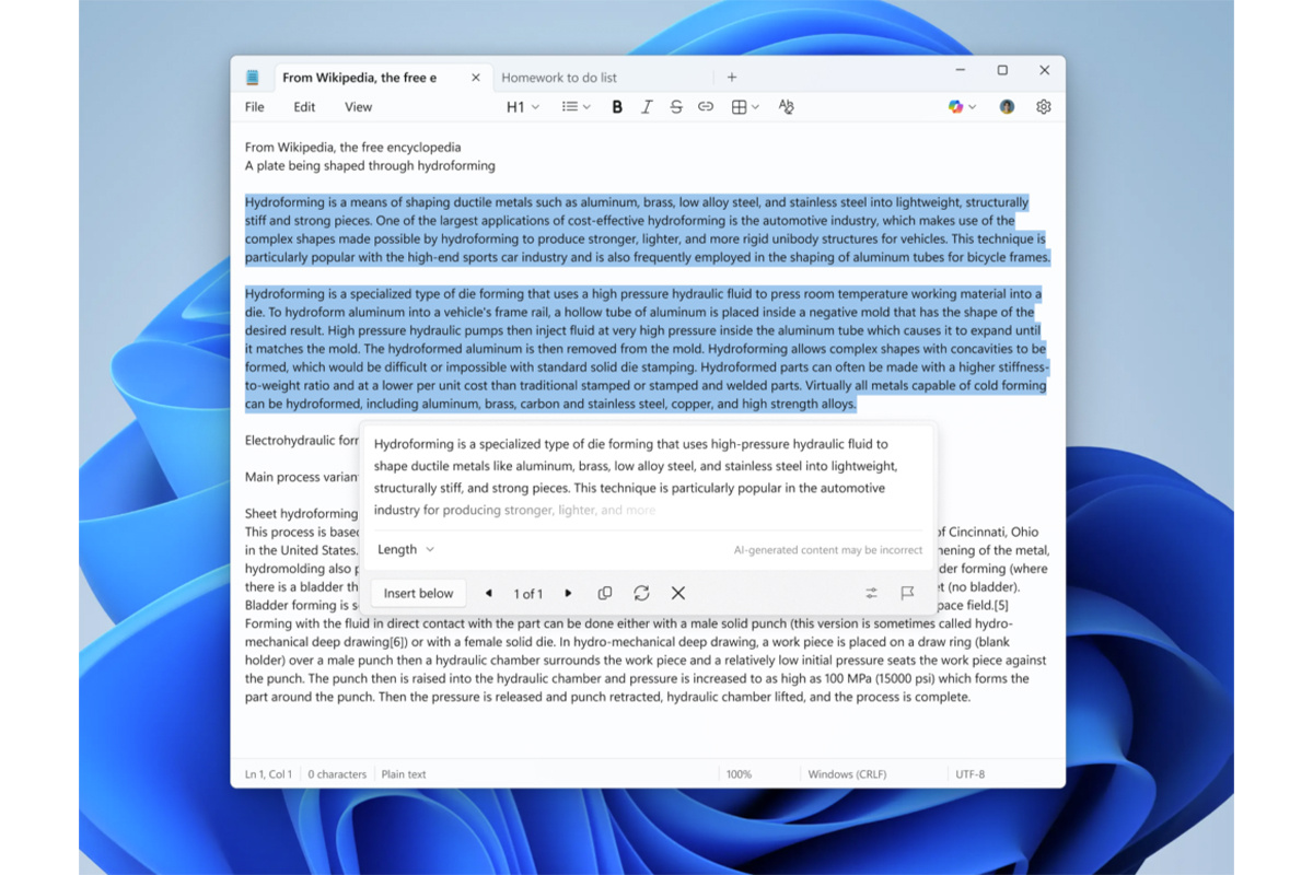 Windows📷Улучшены функции на базе ИИ «Записать», «Переписать» и «Резюмировать» благодаря потоковой передаче ответов с результатами