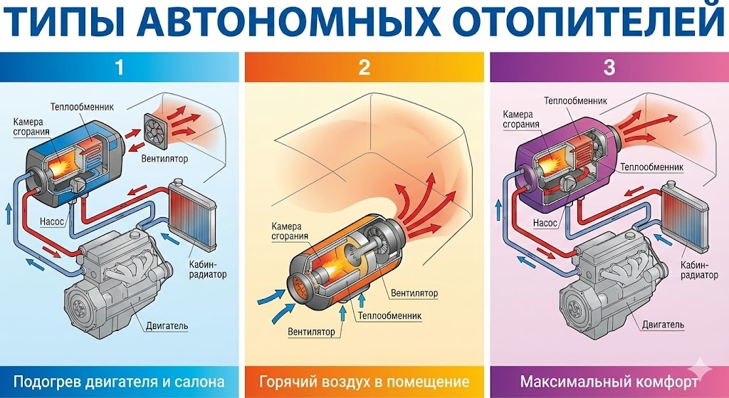 Типы автономных отопителей и принцип выбора
