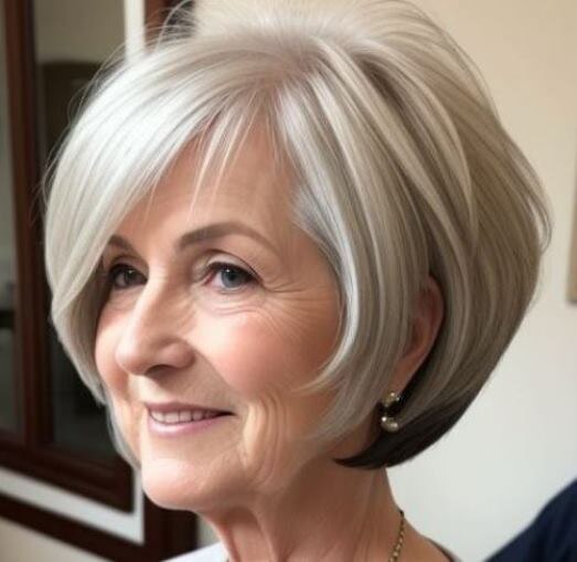 Стильные стрижки на седые волосы (пикси, шапочка, каре)