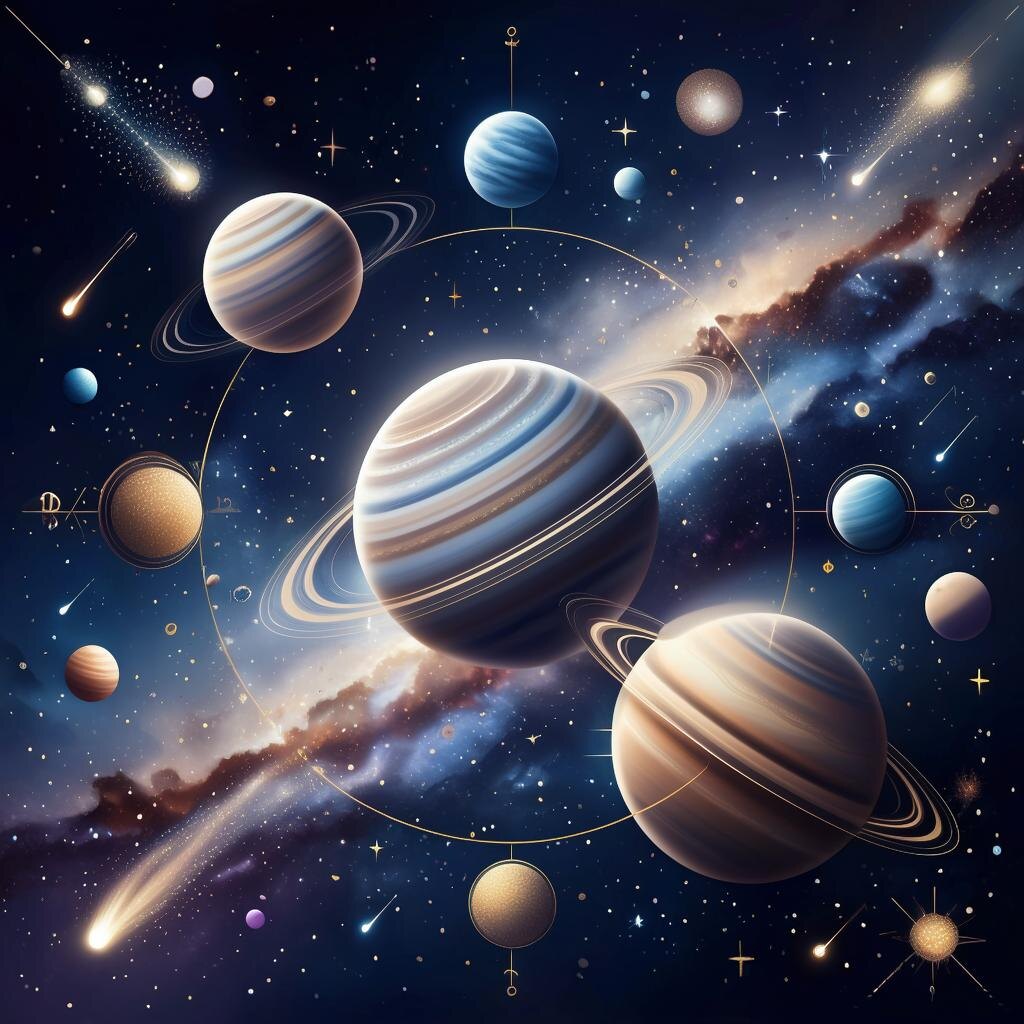 Планеты. Иллюстрация сгенерирована нейросетью