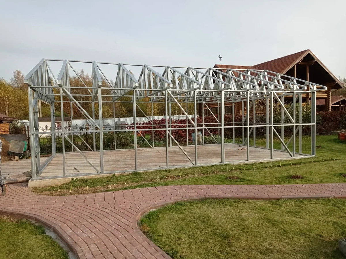 Гараж из ЛСТК. Производство Тайм Стил