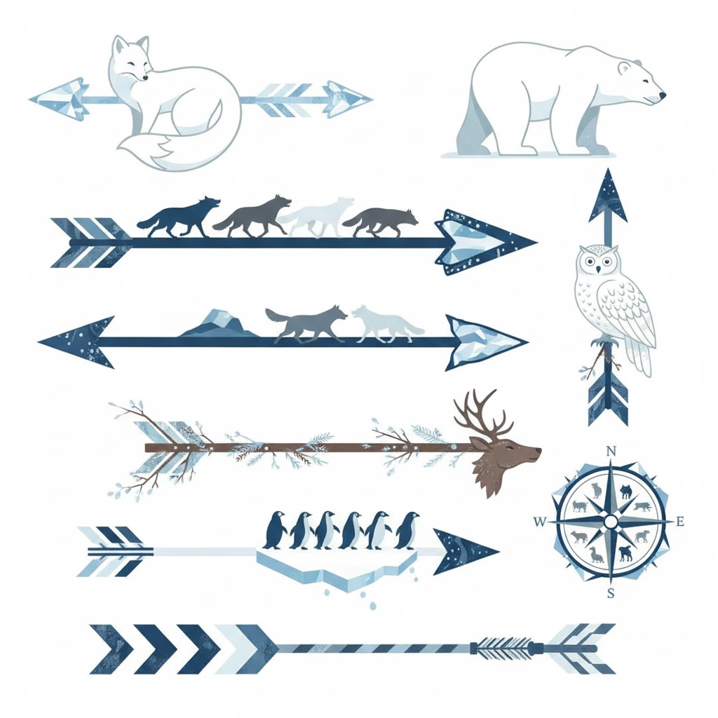 Стрелки с зимними животными от мастерской "Диайн-Кит"