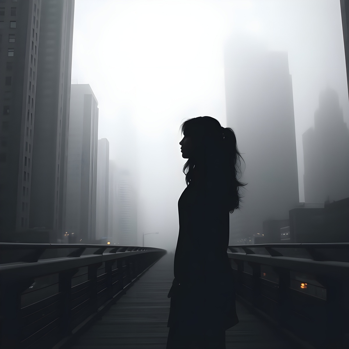 На мосту. Иллюстрация создана с помощью нейросети Flux Schnell и программы Photoshop.