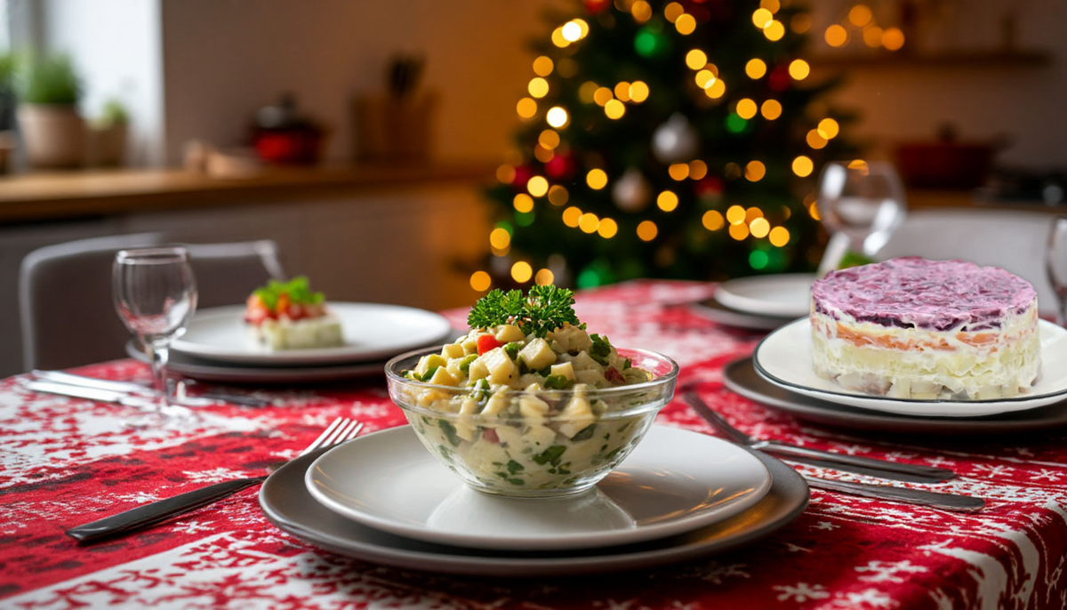 Салат Оливье, салат Подшубой