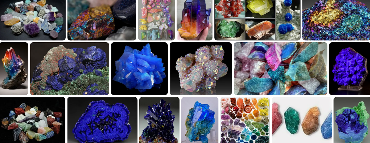 Твёрдые цветные минералы.