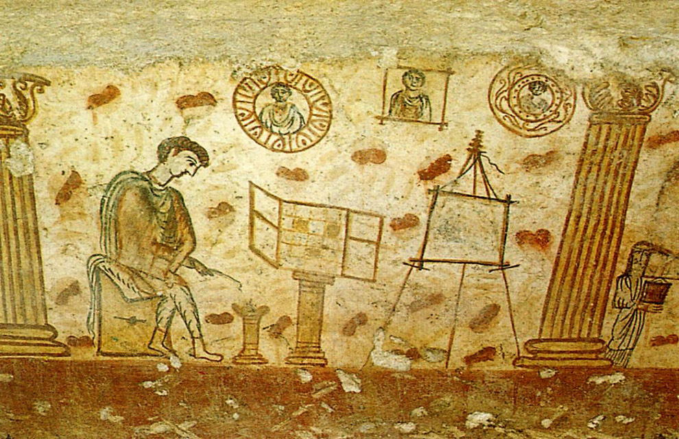 Роспись саркофага с изображением художника-энкауста