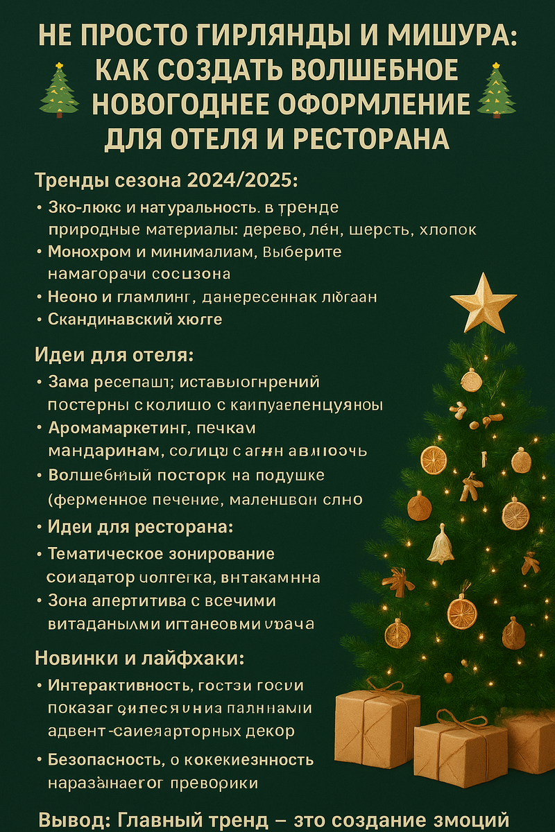 Новогоднее оформление ресторана и отеля.