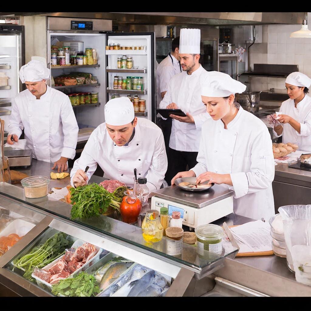 Инвентаризация на кухне ресторана.