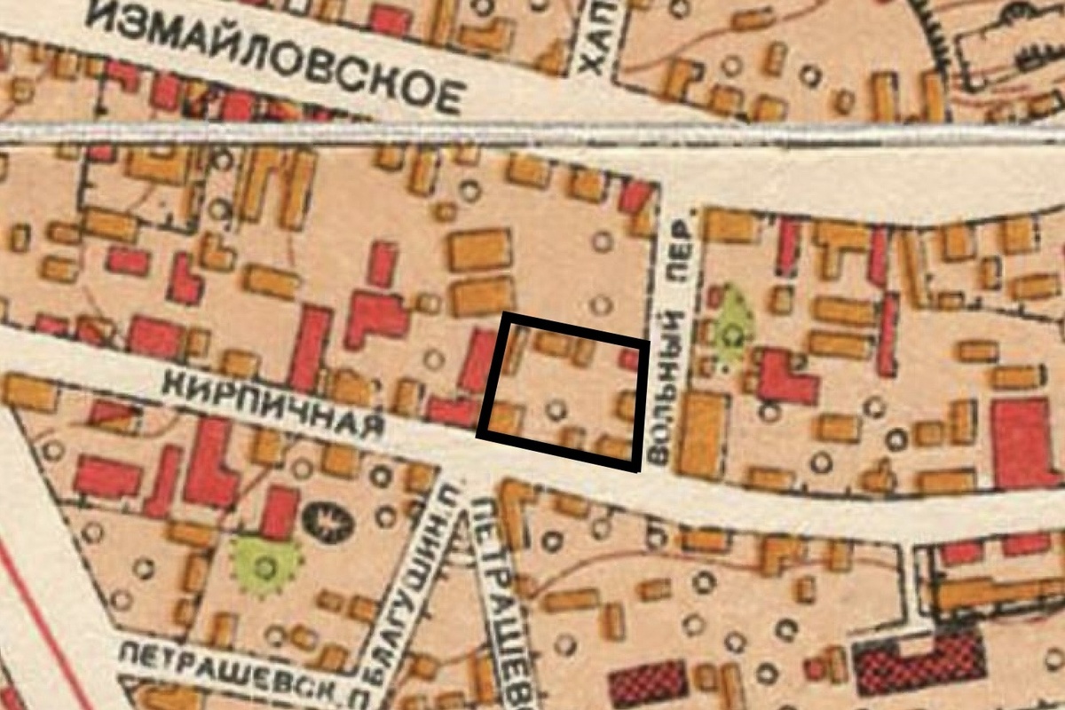 Бывшее владение В.Ф. Эйкина на плане Москвы 1952 г.