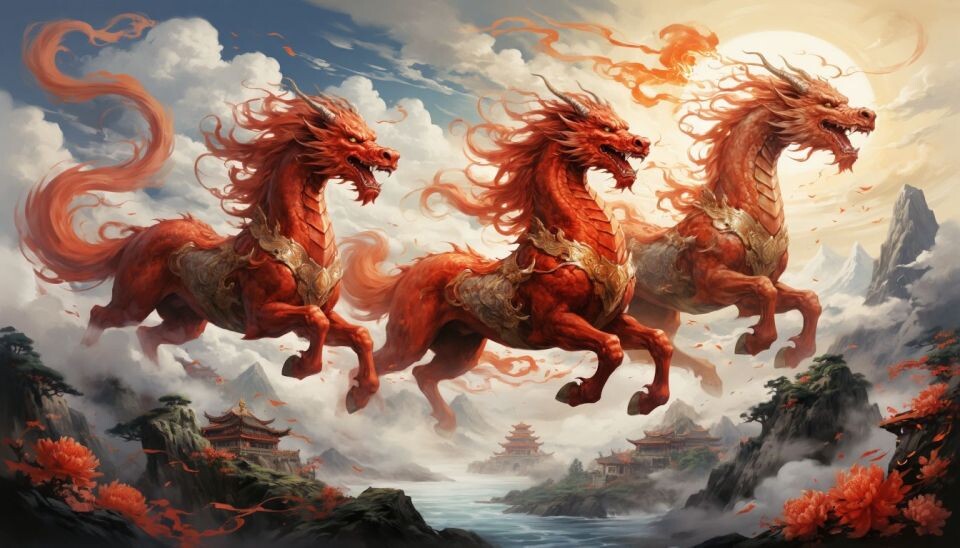    Красная Огненная Лошадь. Новый год. Источник: Сгенерировано нейросетью