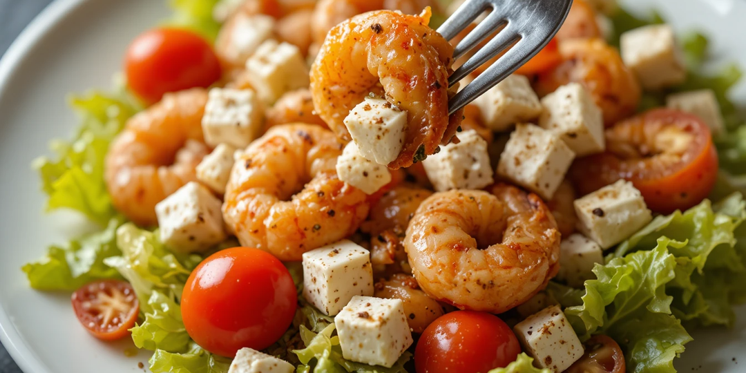 Пикантный салат с креветками - быстро, просто для лёгкого ужина и на праздничный стол