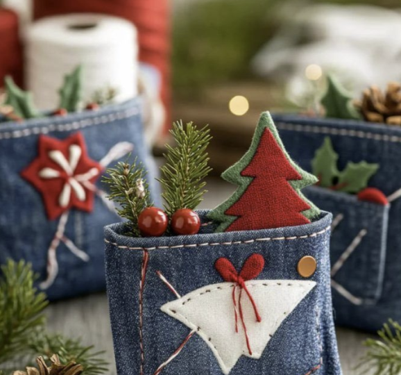 Неожиданно для себя открыла как из джинсовой ткани делать новогодний декор.❄