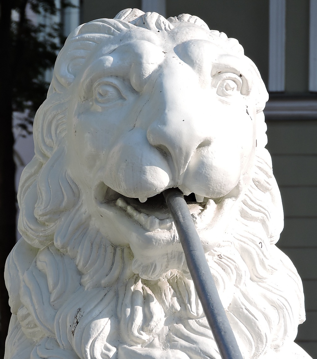 Внутри каждого льва спрятаны несущие цепи, которые и держат всю лёгкую конструкцию моста. 