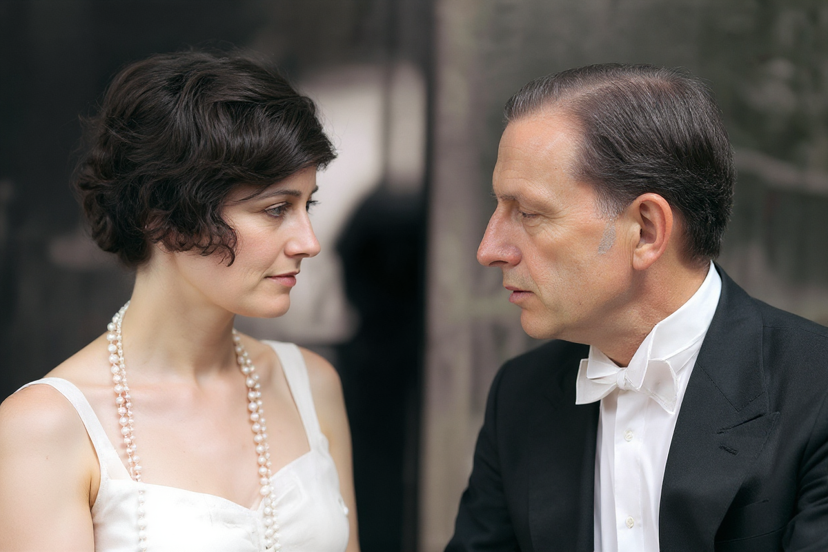 Шанель была сфотографирована во время беседы со своим возлюбленным, великим князем Дмитрием Павловичем, в своих фирменных жемчужных ожерельях. 1920 г.