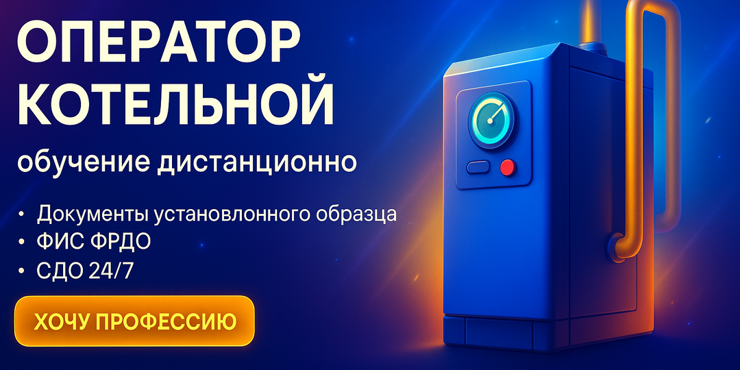 Оператор котельной — дистанционное обучение с документами установленного образца