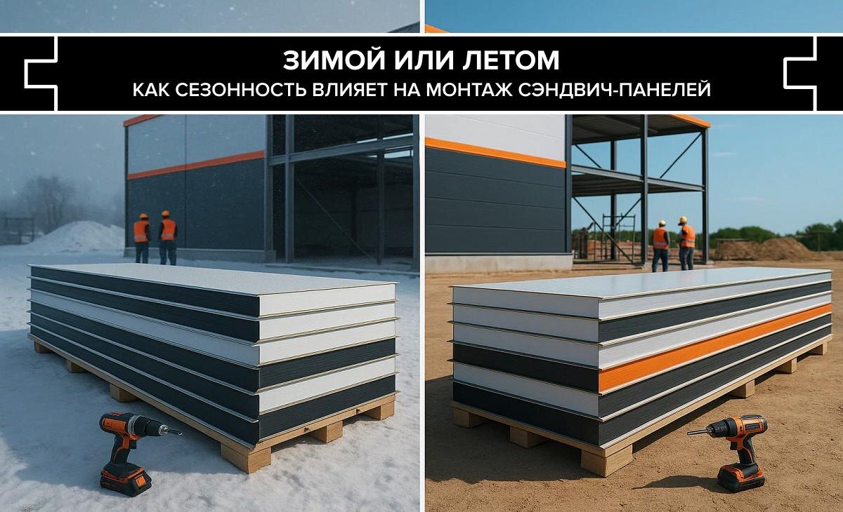 Зимой или летом: как сезонность влияет на монтаж сэндвич-панелей

