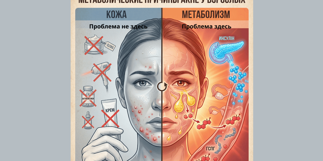 Акне после 30 — это не кожа, это метаболизм. И дерматолог этого не видит