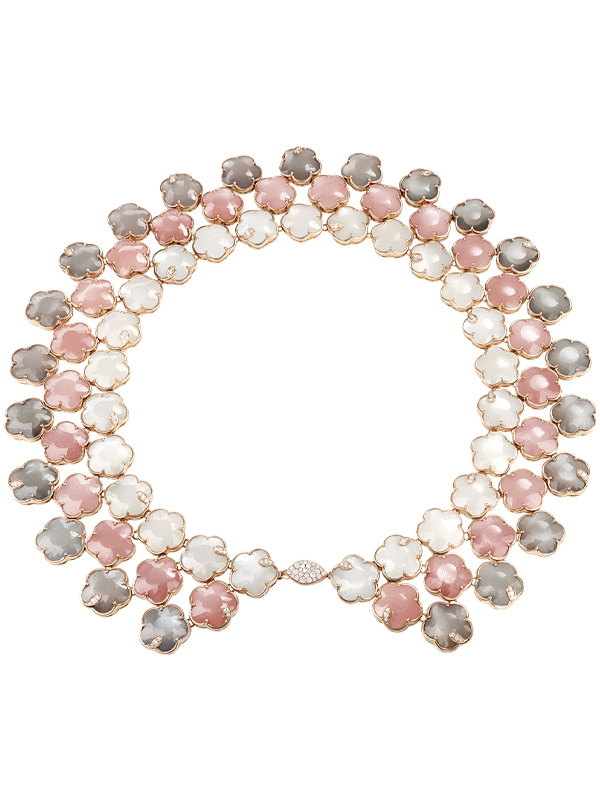Колье Pasqaule Bruni Ton Joli из розового золота с бриллиантами,розовыми, серыми и белыми лунными камнем
