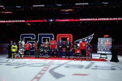 Флешмоб в честь Овечкина во время церемонии

© Patrick Smith/ Getty Images