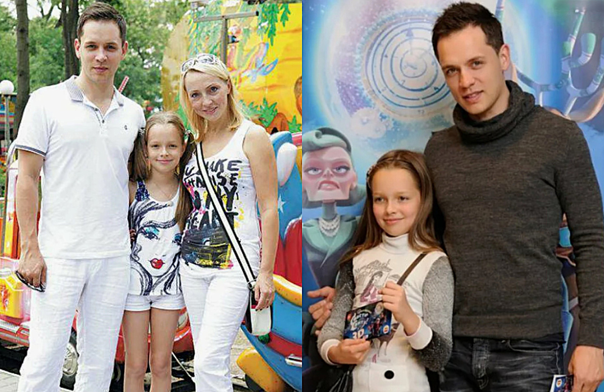 на фото Александр Асташенок и Елена Венгржиновская с дочерью 