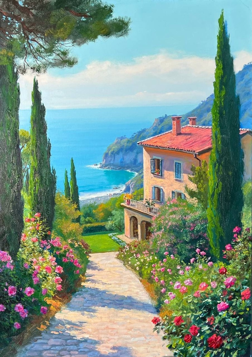 Кипарисы. Летняя благодать. Источник изображения: vk.com›saharovs_art