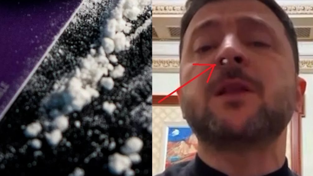   Не растолчённый комок кокаина вылетел из носа Зеленского во время видеотрансляции "обращения к народу"