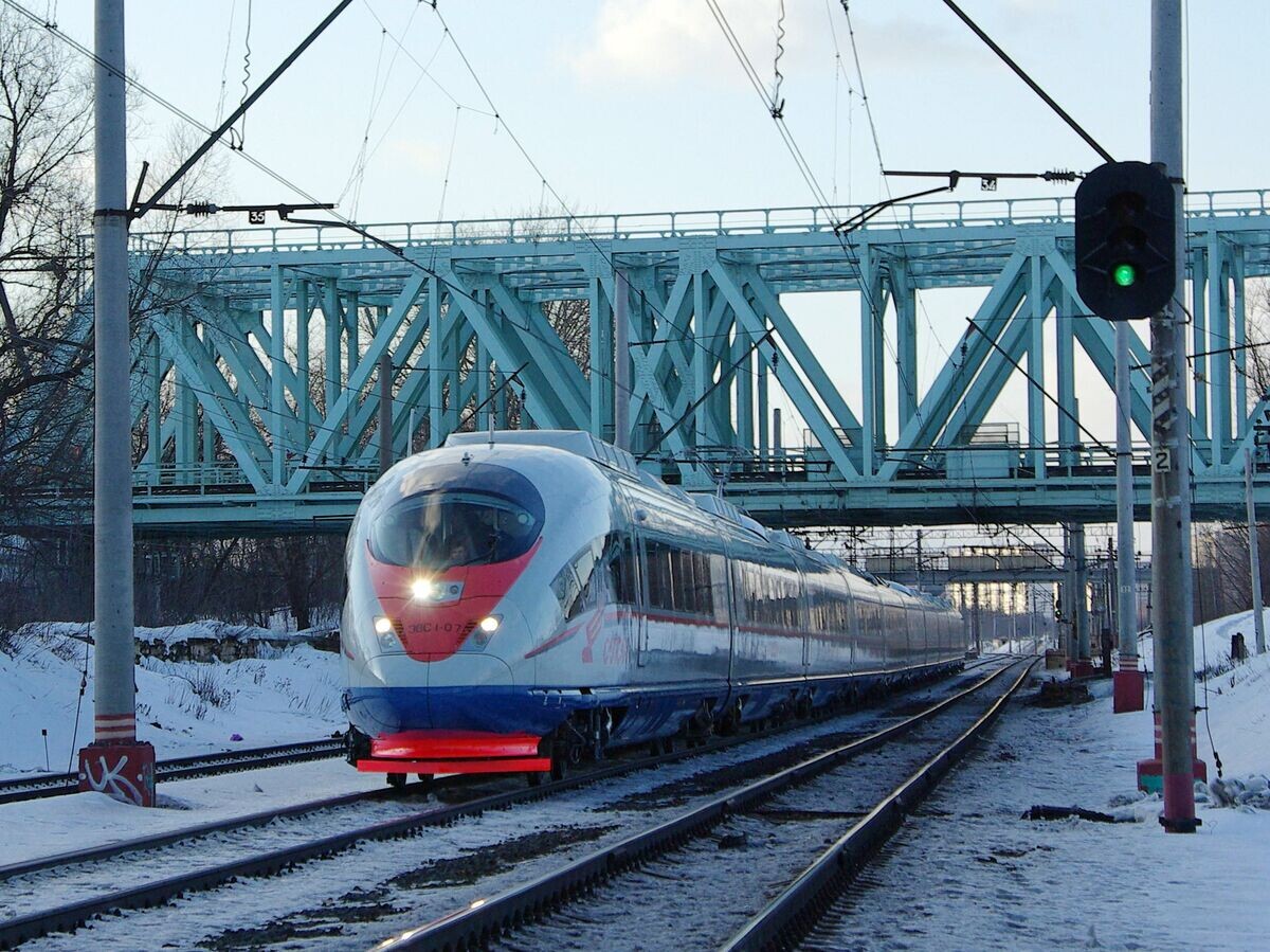    Поезд "Сапсан" из Москвы в Санкт-Петербург © Flickr / Artem Svetlov