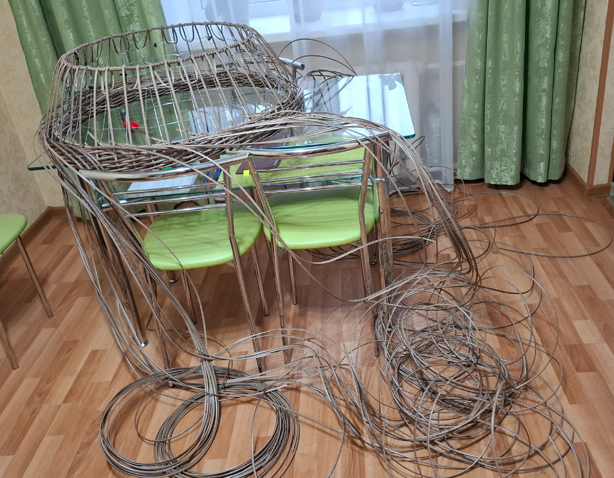 Ротанговые волосы по всей комнате.