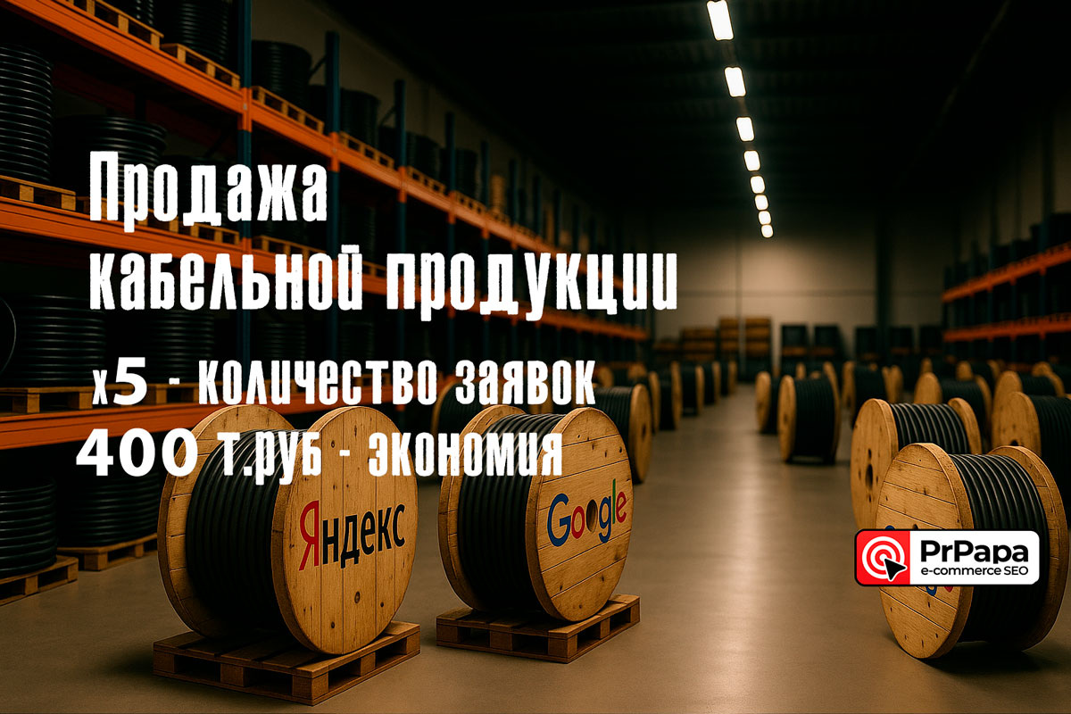 Увеличение количества заявок из SEO для компании по торговде кабельной продукцией