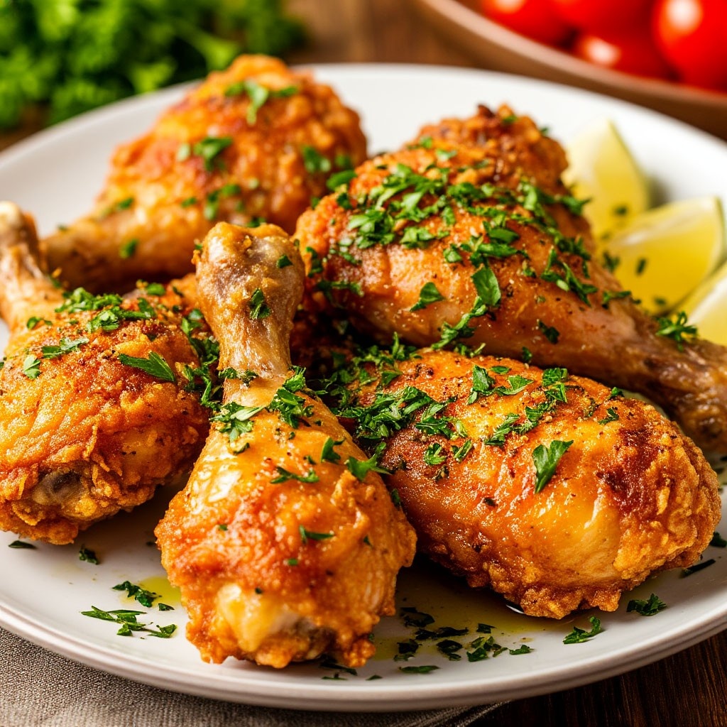 Жареная курица с чесноком и травами