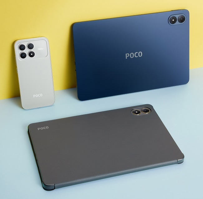 Планшет доступен в сером и синем цвете корпуса