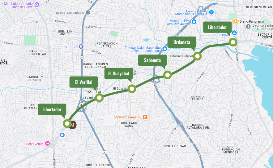 Схема метрополитена Маракайбо.