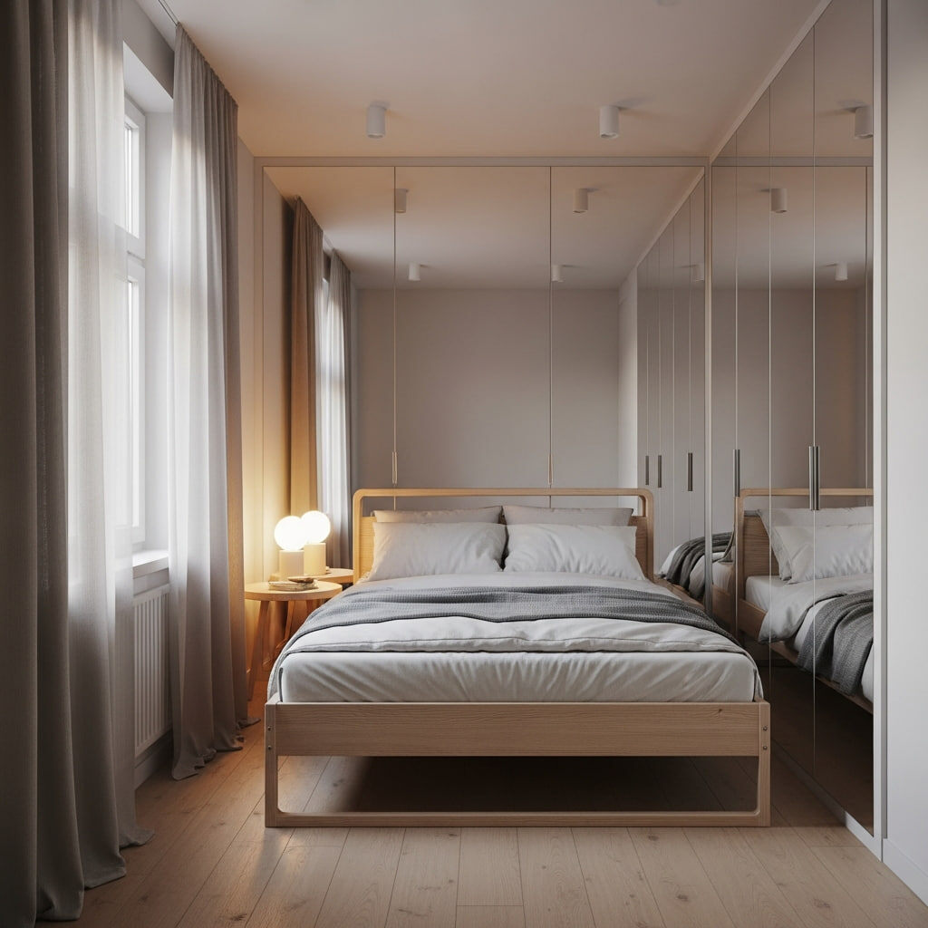 Зеркальная стена в маленькой комнате