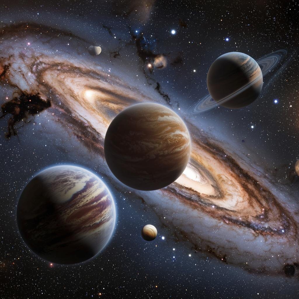 Планеты. Иллюстрация сгенерирована нейросетью