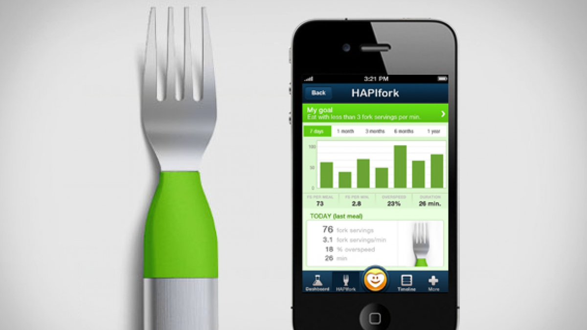 Недавно представленная на выставке High-Tech CES 2013 в Лас-Вегасе, эта вилка может стать отличным средством для борьбы с лишними килограммами.