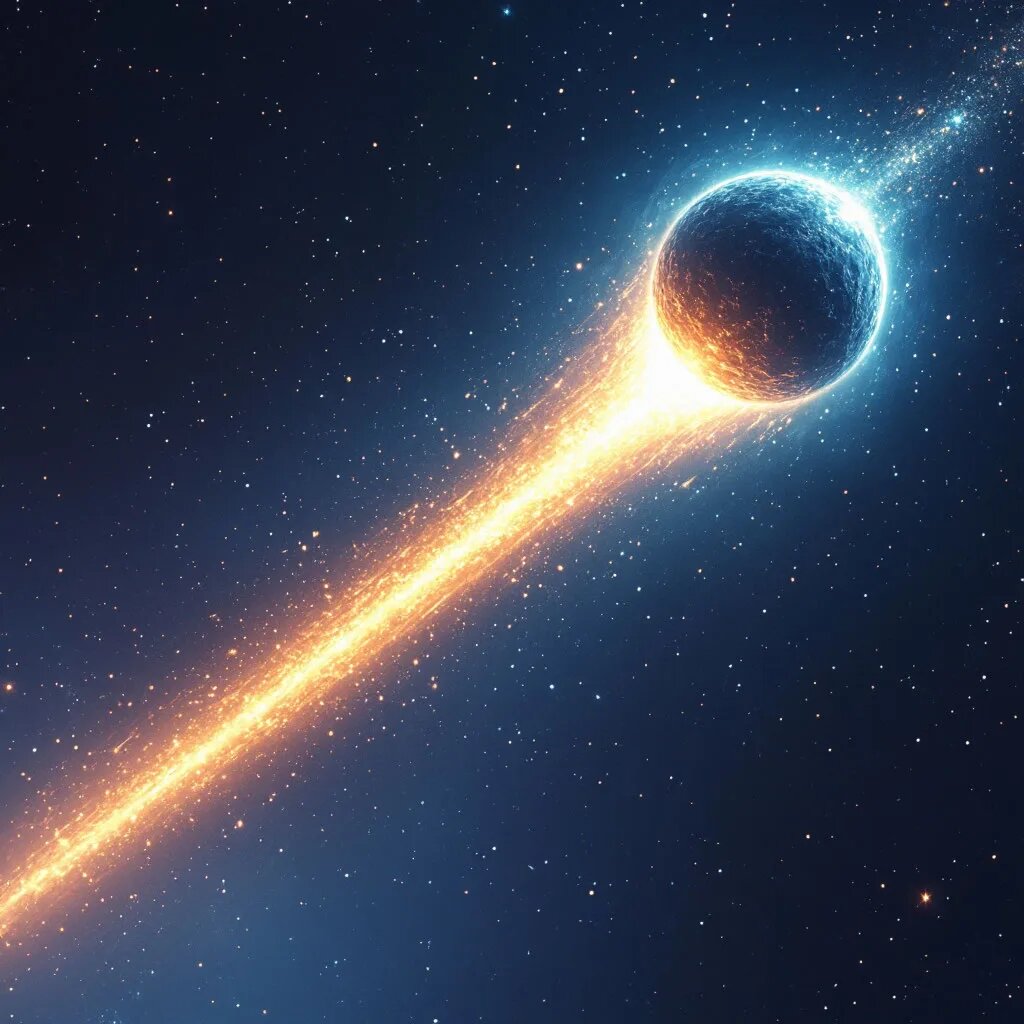 Комета. Иллюстрация сгенерирована нейросетью