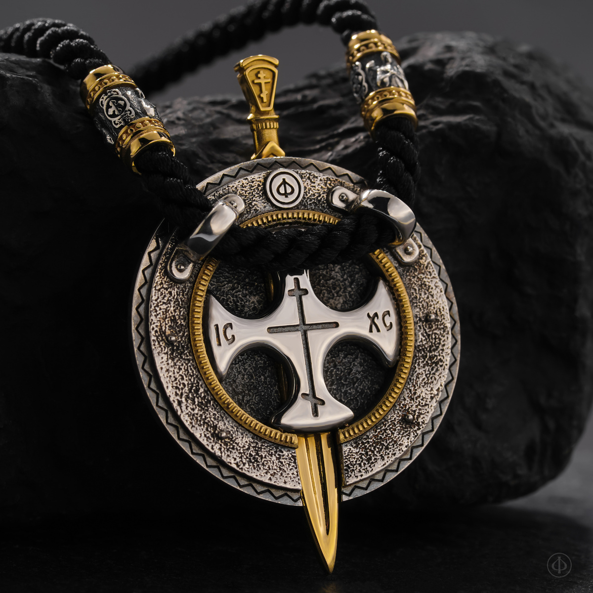 Подвес «Щит и Меч» из серебра и золота 585 Арт.010